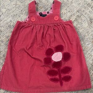 Mini boden Pink Corduroy Dress with Floral Pattern